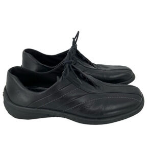 ECCO Leather Sneaker Lace Up Comfort Shoe Black Women's Size UK 5.5 US 7.5